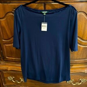 NWT Ralph Lauren Velvet Trim Top XXL